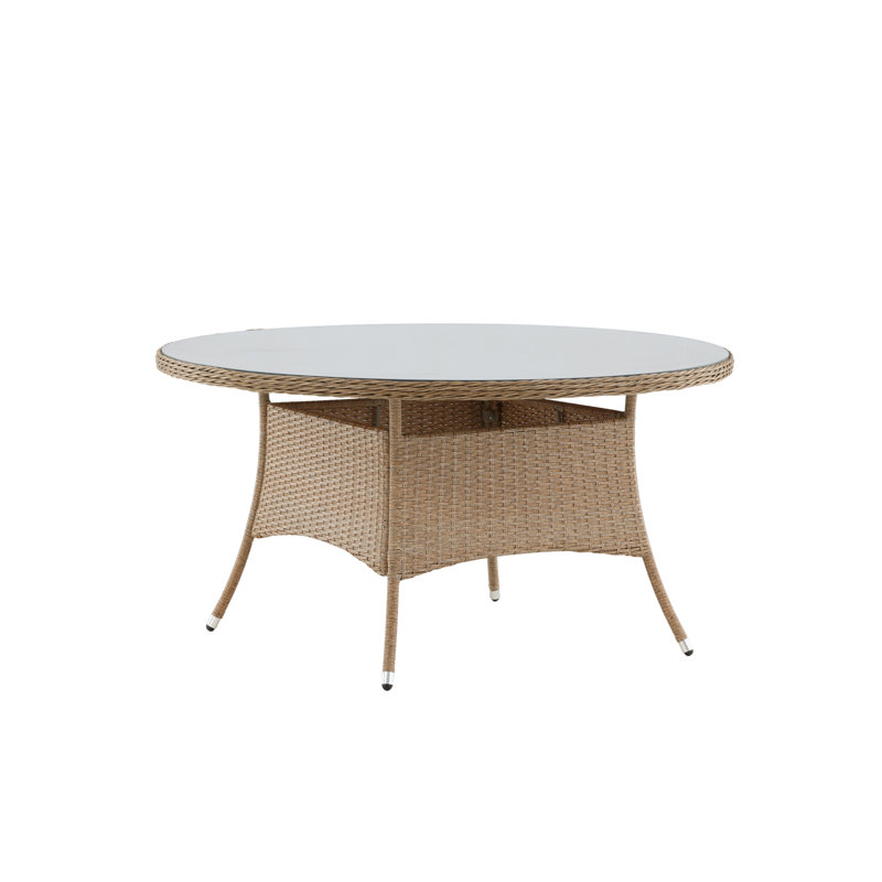 Adhelin Round Glass Outdoor Dining Table - 140 cm W 140 cm D