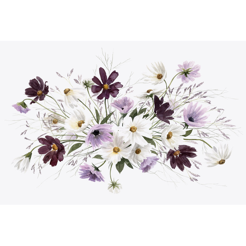 Amethyst Bouquet III by Grace Popp - Painting, 20cm H x 30cm W, Black Floater Framed
