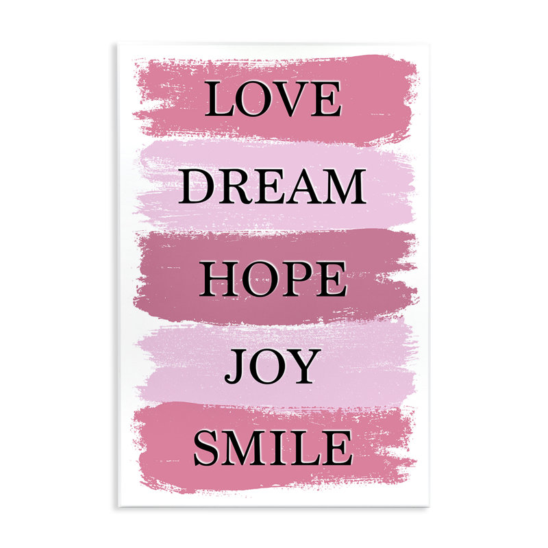 Plaque murale «Love Dream Hope Joy Smile», design par Martina Pavlova, H 19 po x l 13 po