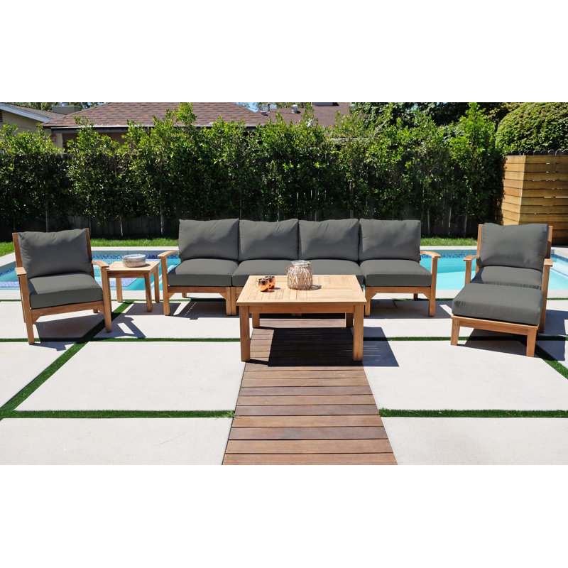 Huntington Outdoor 6 - Piece Teak Conversation Set, Navy Sunbrella®