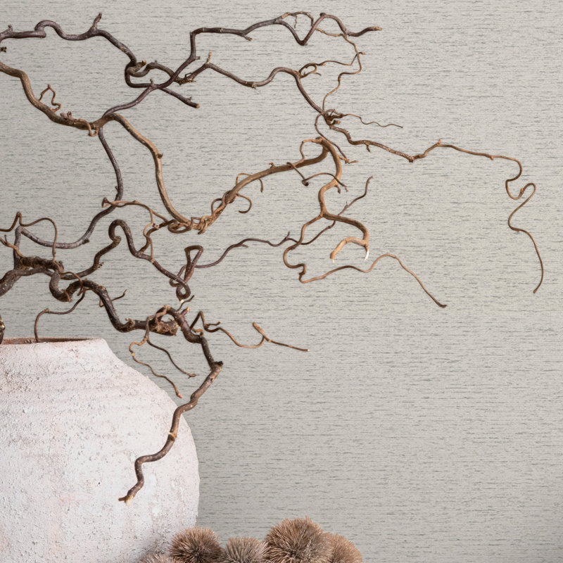 Woods and Wicker Collection Woven Flecks Wallpaper Roll, Silver