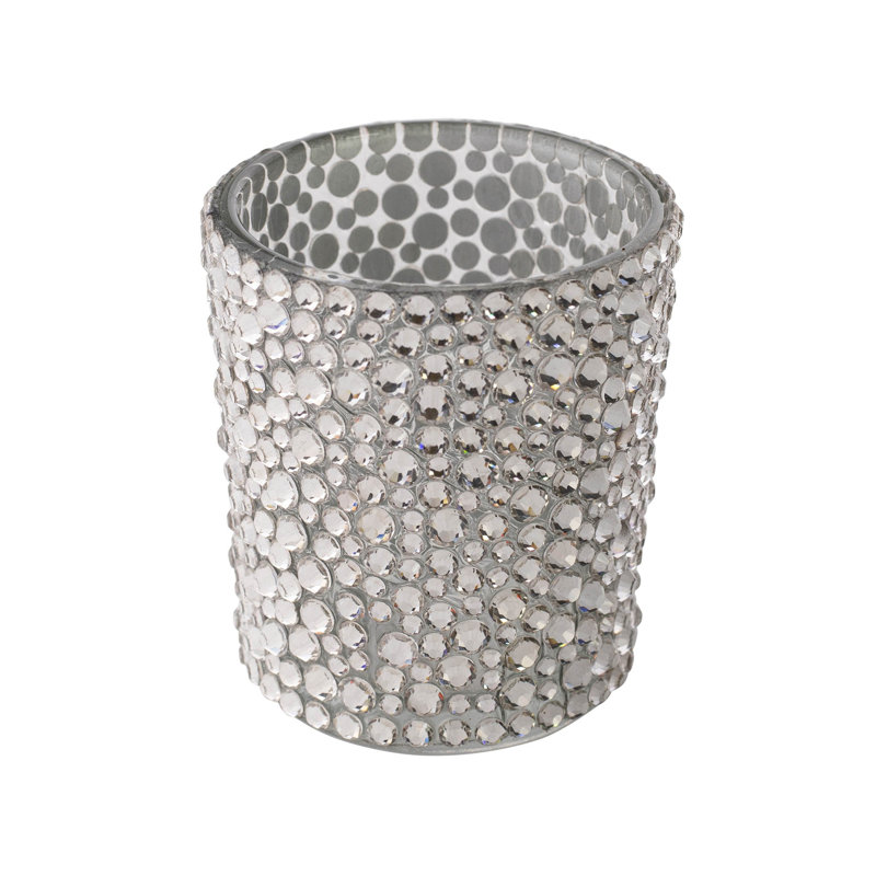 Sparkling Rhinestone Glass Votive Holder, 2.25"