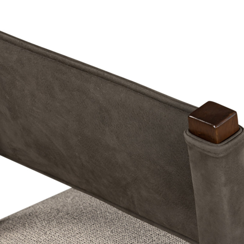 Side Chair in Charcoal, Polyester/Leather Nubuck Charcoal, Brown