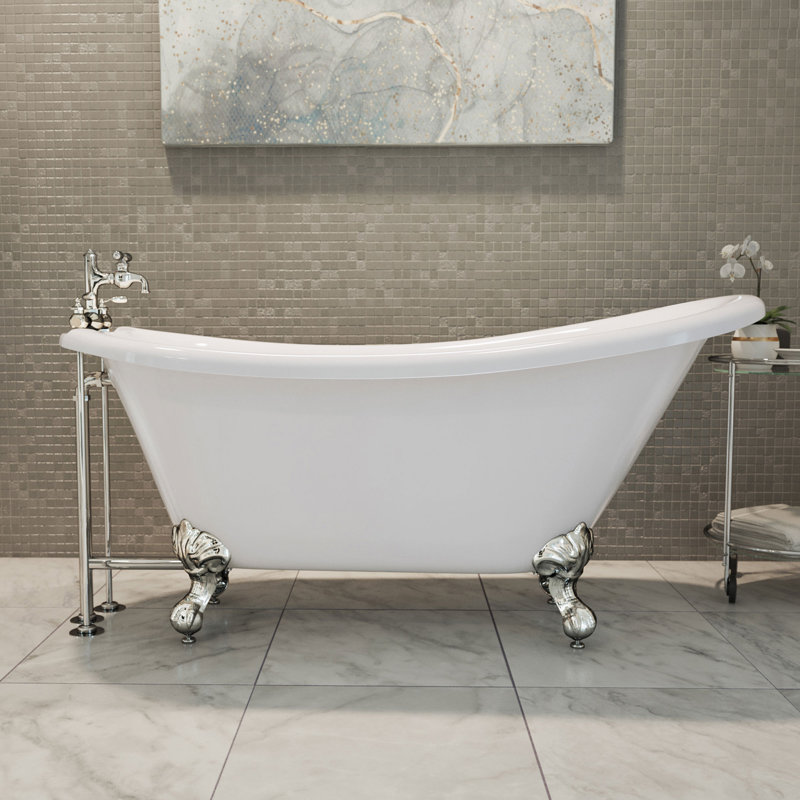 61" x 28" Freestanding Soaking Acrylic Bathtub