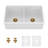32" Undermount Double Bowl Porcelain Ceramic Kitchen Sink - Dual Mount Ceramic Rectangular Deep Double Bowl Sink Basin
