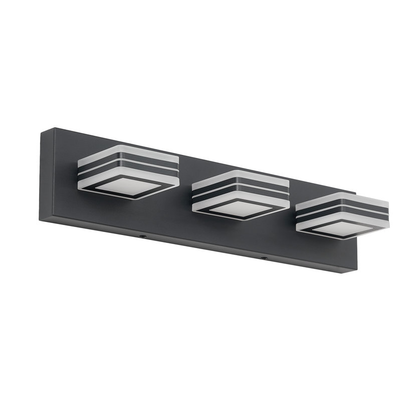 Luminaire en acrylique pour salle de bain à intensité variable à 3 lumières DEL (gradateur non inclus), Noir mat