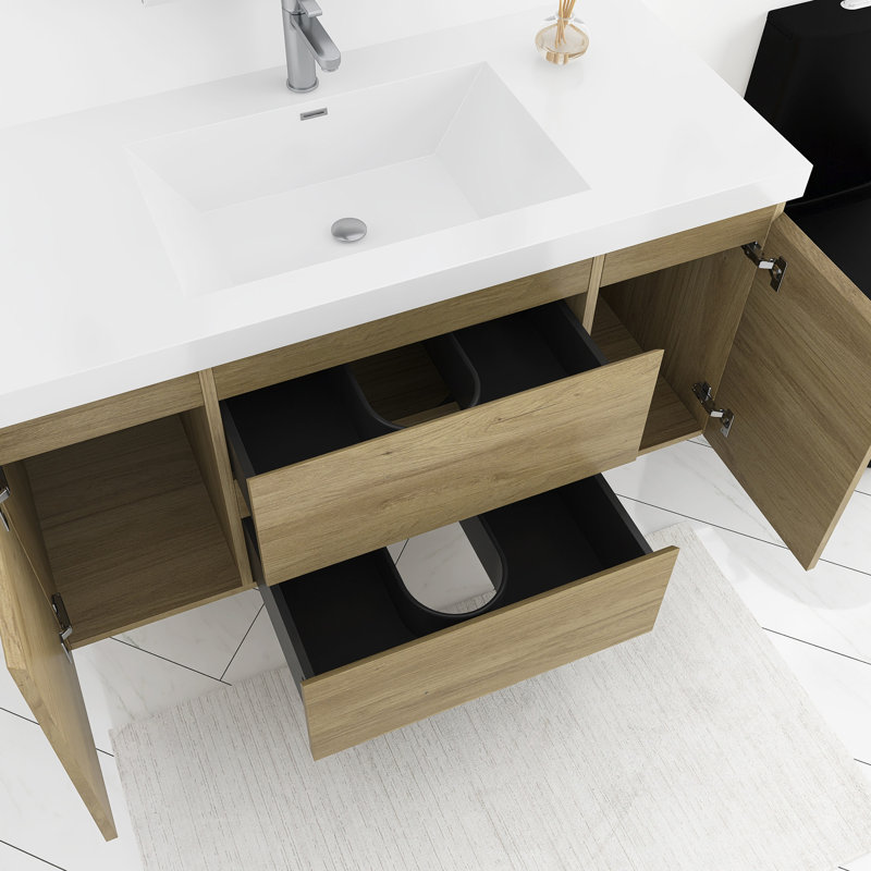 Meuble-lavabo flottant 48 po avec lavabo 48 po, Chêne