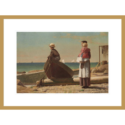 Papa arrive! par Winslow Homer - Impression giclée encadrée