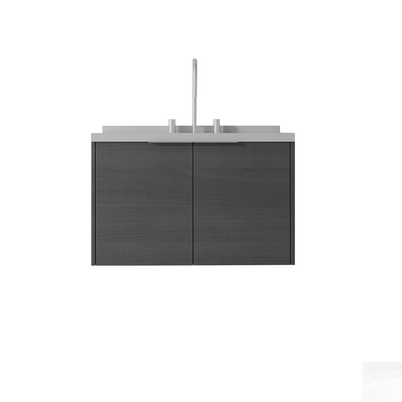 Floating Bathroom Vanity with Soft-Close Door, Cultured Marble Countertop, and Durable Plywood Construction, Gris, 30"