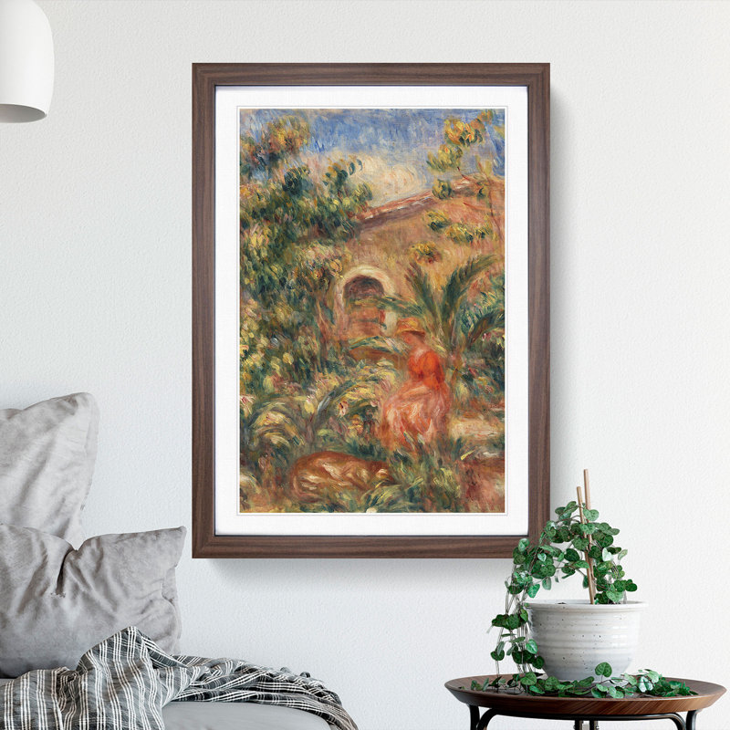Farmhouse Vol.1 by Pierre-Auguste Renoir - Picture Frame Painting, 36cm H x 27cm W x 2cm D, Walnut