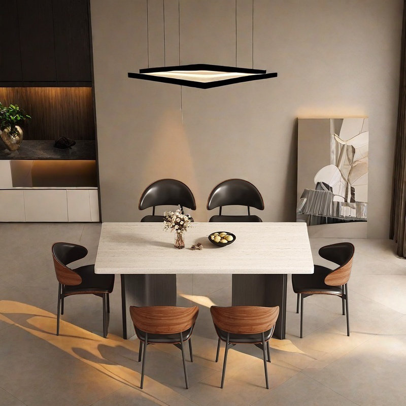Durable Rock Plate Dining Table Sets., 29.53"H x 62.99"L x 31.5"W