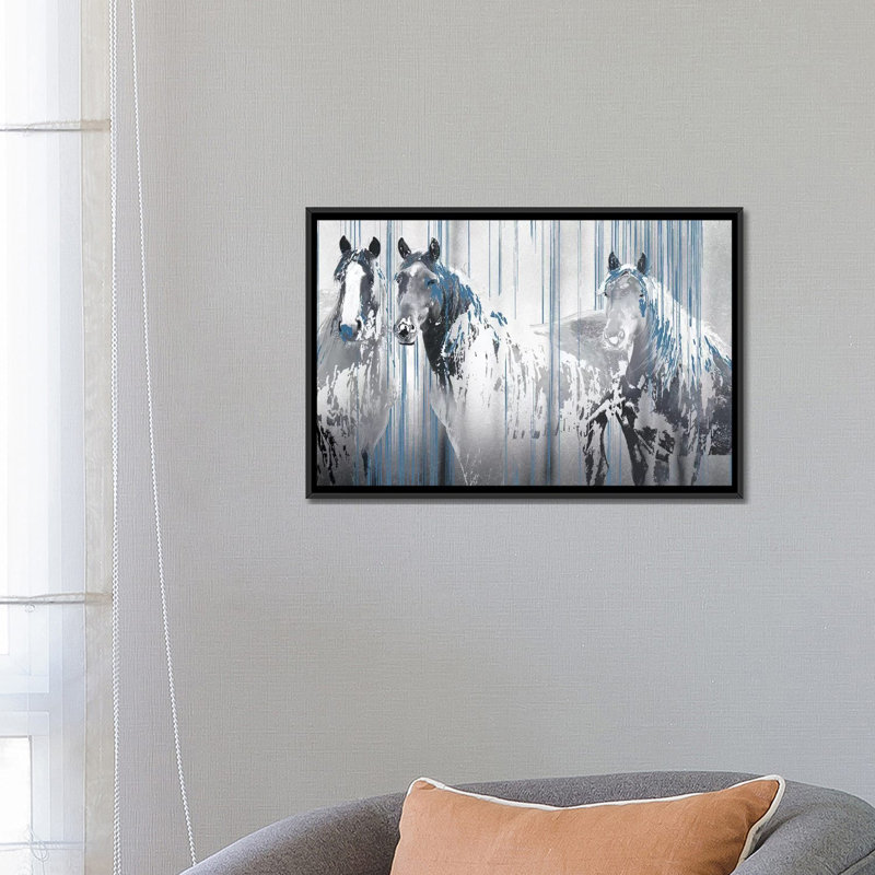 «Threes Company», reproduction d'impression sur toile, H 18 po x l 26 po x P 1,5 po, Toile avec cadre noir, Pas de tapis