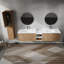Meuble-lavabo mural 84 po avec lavabo et armoire latérale 84 po, portes à fermeture en douceur