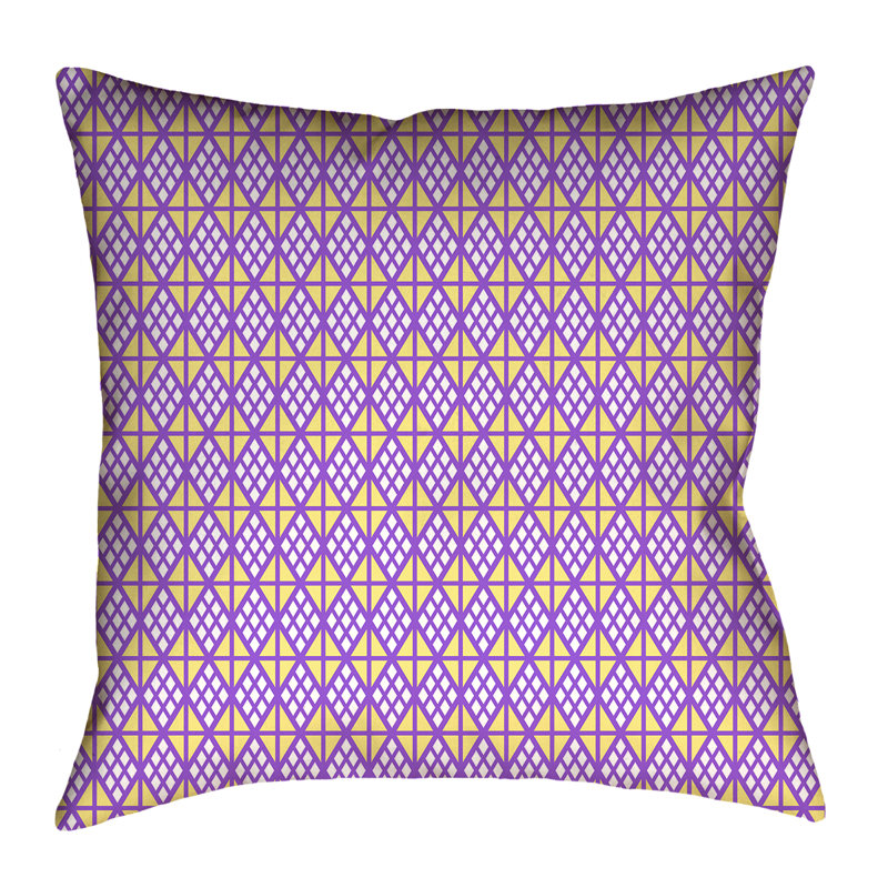 Coussin Katelyn Elizabeth, 14 po x 14 po, Mauve / Jaune, Faux lin