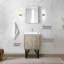 24 po L x P 20 po, ensemble de meuble-lavabo de salle de bain rustique avec comptoir en quartz blanc, motif de robinet en nickel brossé et large comptoir de salle de bain en forme de 18 chevaux, partie concave-1046430963