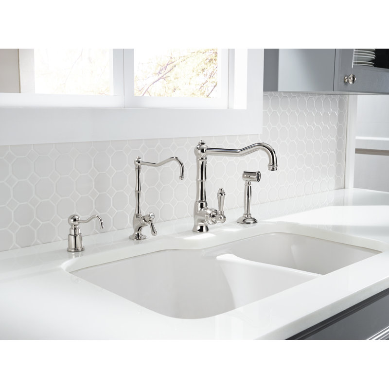 Cinquanta™ Extended Spout Kitchen Faucet with Side Spray, Satin Nickel
