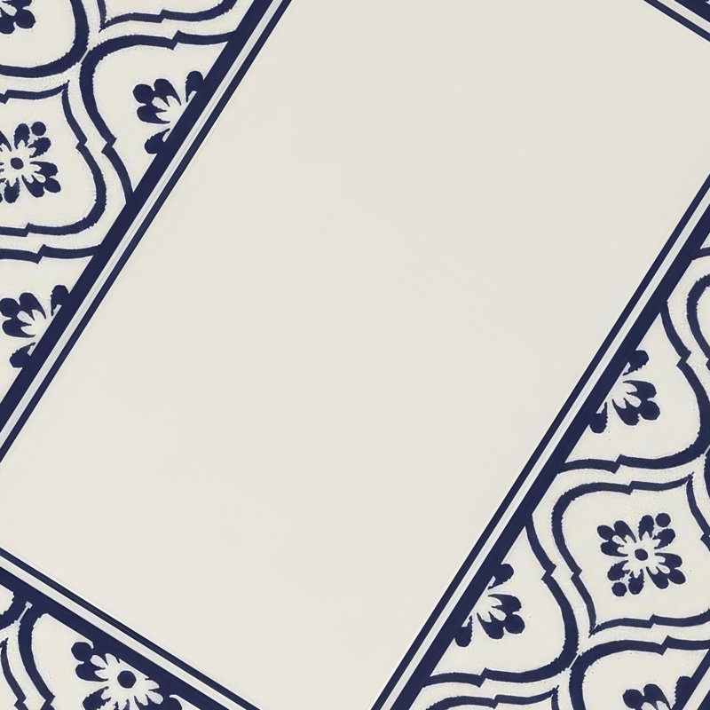 Tapis d'extérieur 8 x 10 avec sac de transport, bordure bleu-blanc