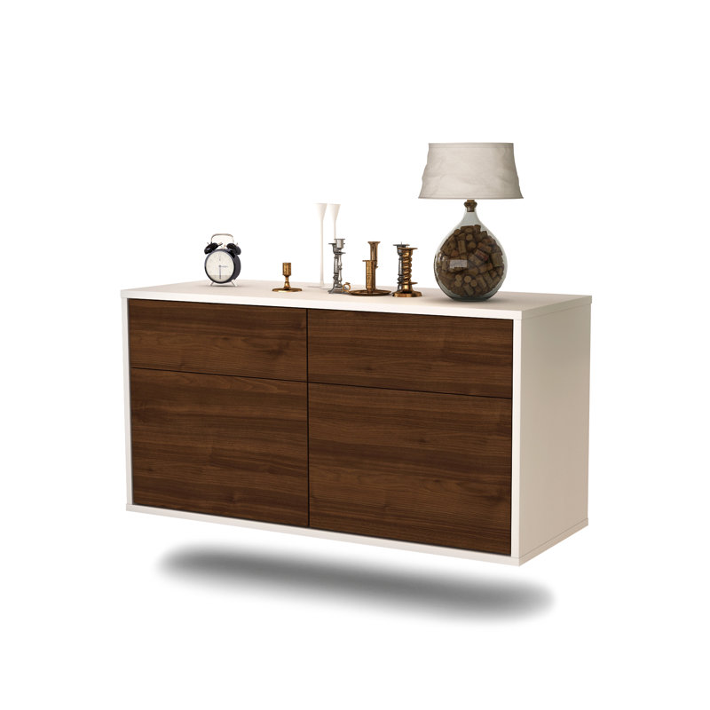 Romsley Unfinished Floating TV Stand, Walnut
