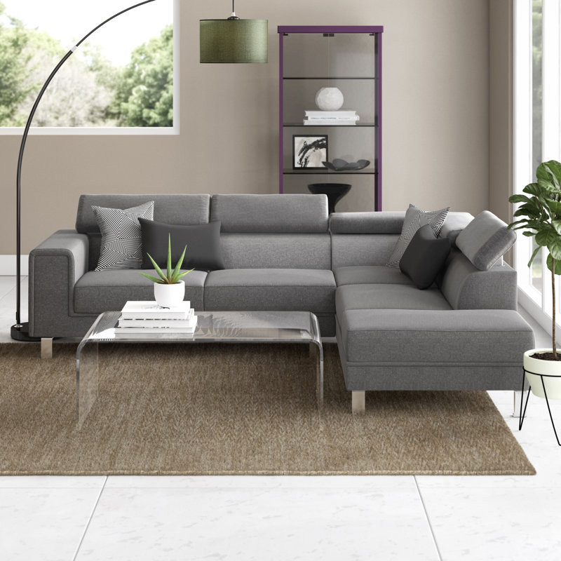 Canapé modulaire Derya, Gris clair, Orienté à droite (vu de face)