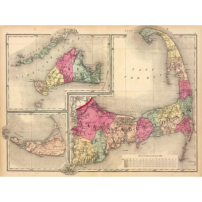«1871 Cape Cod Map», impression sur toile