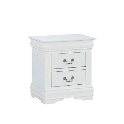1Pc Two Drawers Louis Philip Nightstand Solid Wood Contemporary & Simple Style