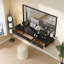 Table de coiffeuse flottante noire de 47 po avec plateau et tiroir en verre - idéale pour la chambre à coucher, la salle de bain ou le salon
