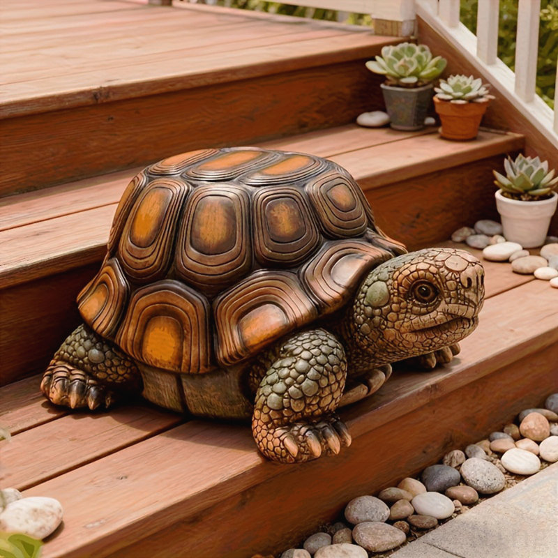 Tabouret de statue de tortue de jardin 18 po, sculpture en résine d'animaux simulés, tabouret décoratif polyvalent pour le salon, le balcon, le bureau, le jardin, la cour et la pelouse