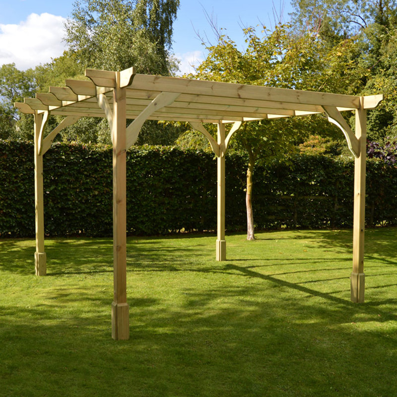 Baudel Solid Wood Pergola, Light Green, 10 ft x 10 ft