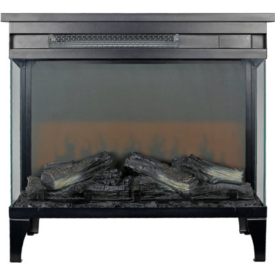 three sided glass electric fireplace with feet