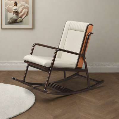 Chaise berçante en similicuir avec coussin éponge