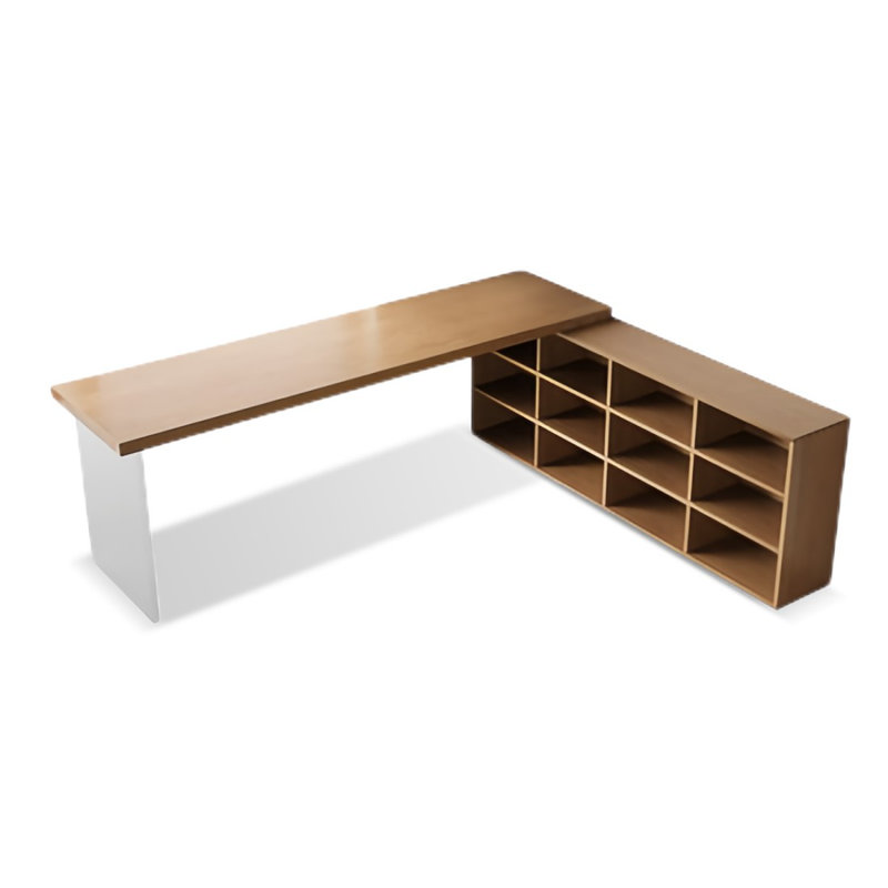 Bureau de direction brun en bois massif en forme de L, H 29,53 po x l 78,74 po x P 62,99 po