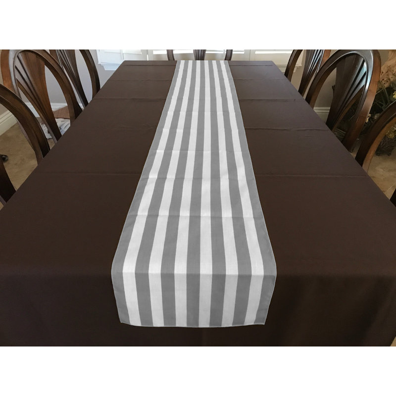 Stripes Print Table Runner, Gray, 120" Runner, 24"