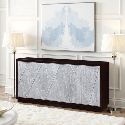 Console à 3 portes Geranio en argent métallique et noyer