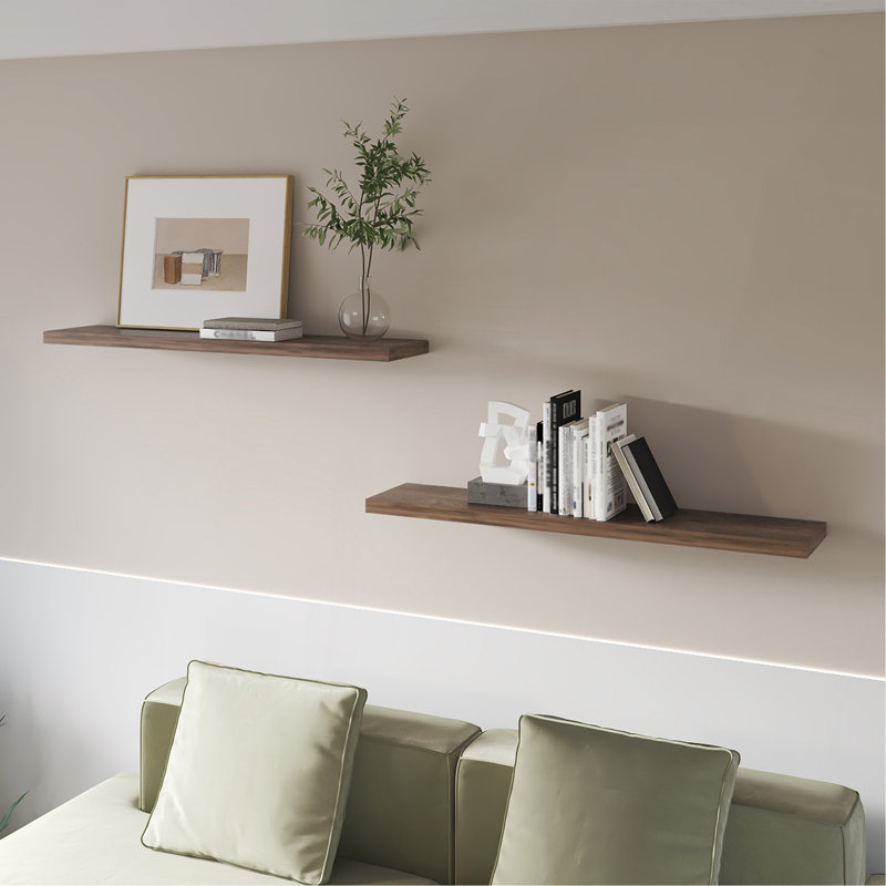 Ensemble de 2 tablettes flottantes brun foncé en mélamine