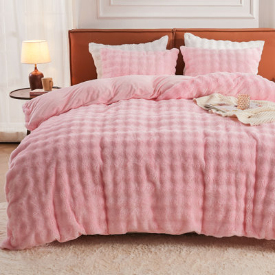 EMME Luxury Elegant Shaggy Bubble Bedding Sets，Faux Fur Duvet Cover  , 2/3 Pieces Soft Fluffy Comforter Cover, Cozy Warm for Winter