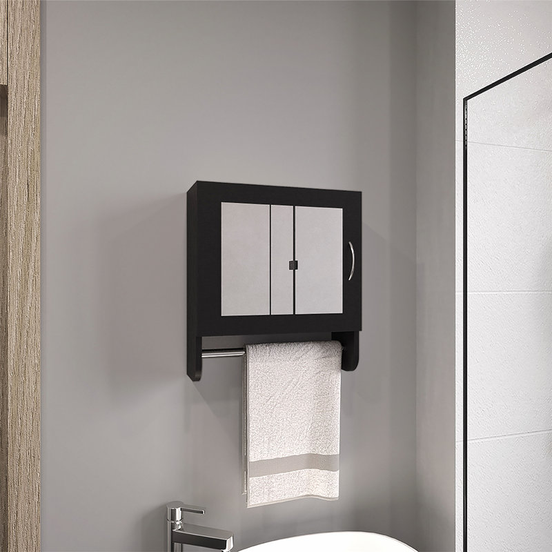 Armoire de cuisine et de salle de bain polyvalente avec miroir et porte-serviettes pour le rangement organisé