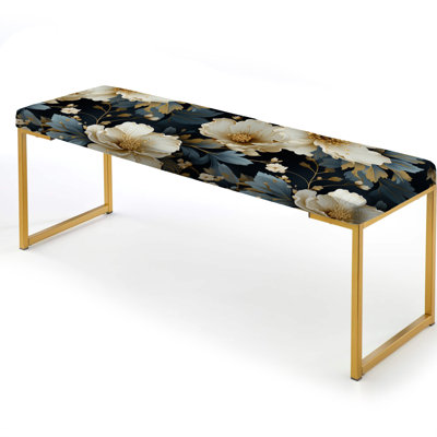Banc floral rembourré or
