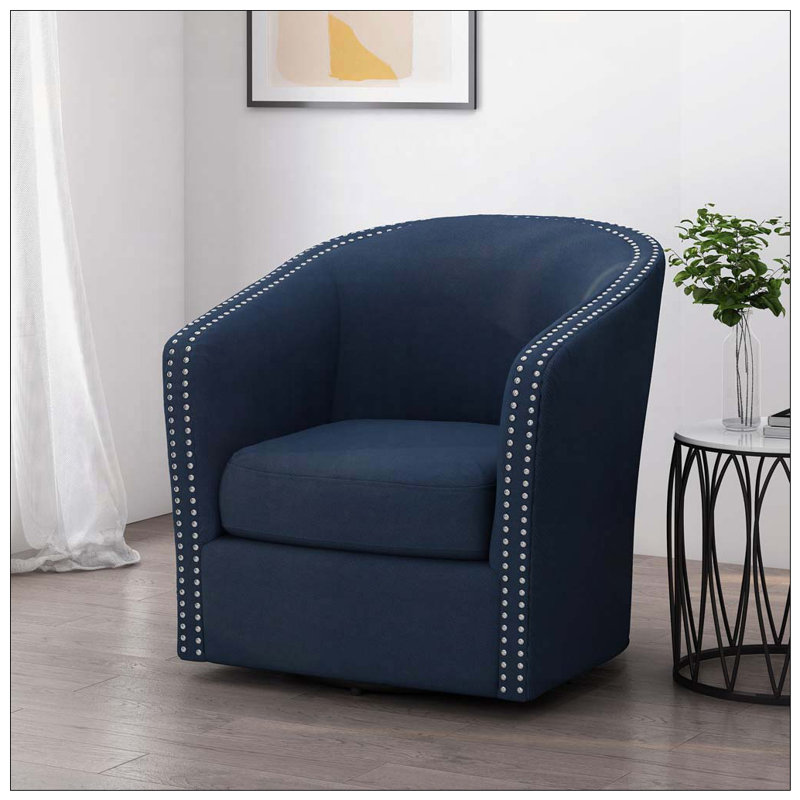CHAISE PIVOTANTE, garniture cloutée, Bleu