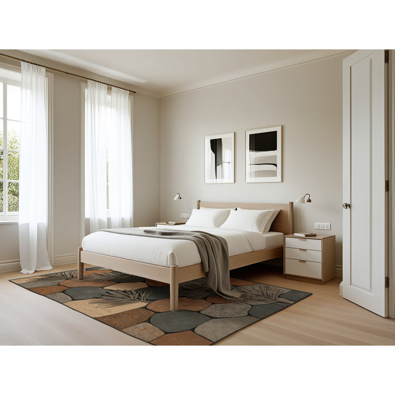 Tapis brun lavable à la machine, Rectangle 5 pi x 7 pi