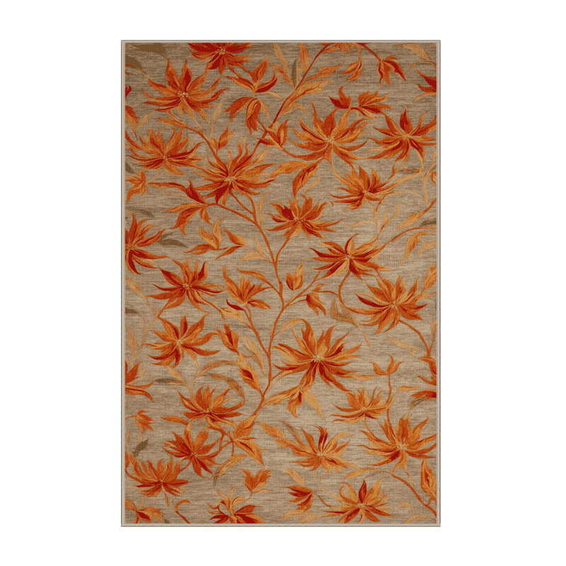 Tapis botanique beige lavable à la machine, Tapis de couloir 2 pi x 5 pi