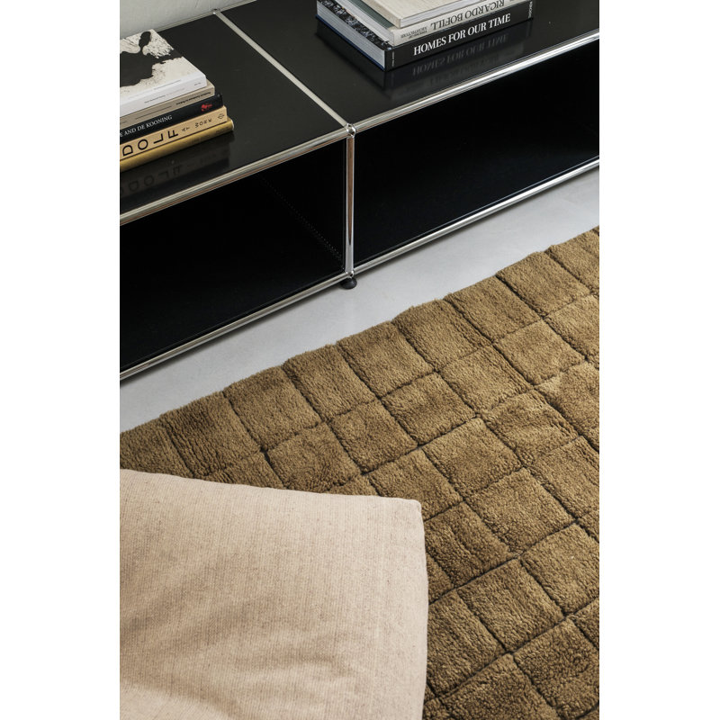 Mosaic Wool Geometric Area Rug in Brown, Rectangle 7'6" x 9'10"