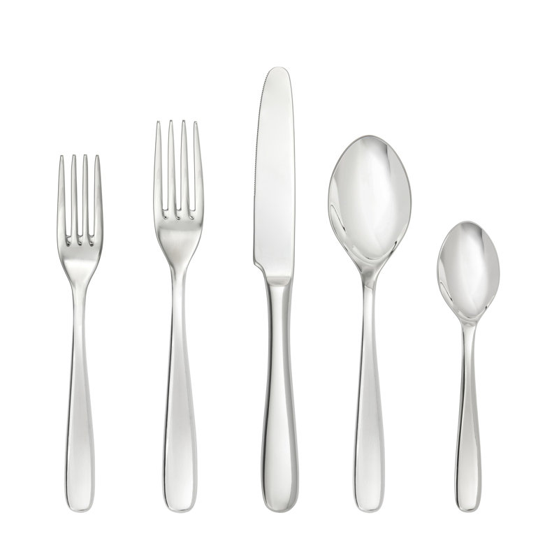 Fortessa Grand City 18/10 Stainless Steel, 60 Piece Flatware Set (Service for 12), Silver