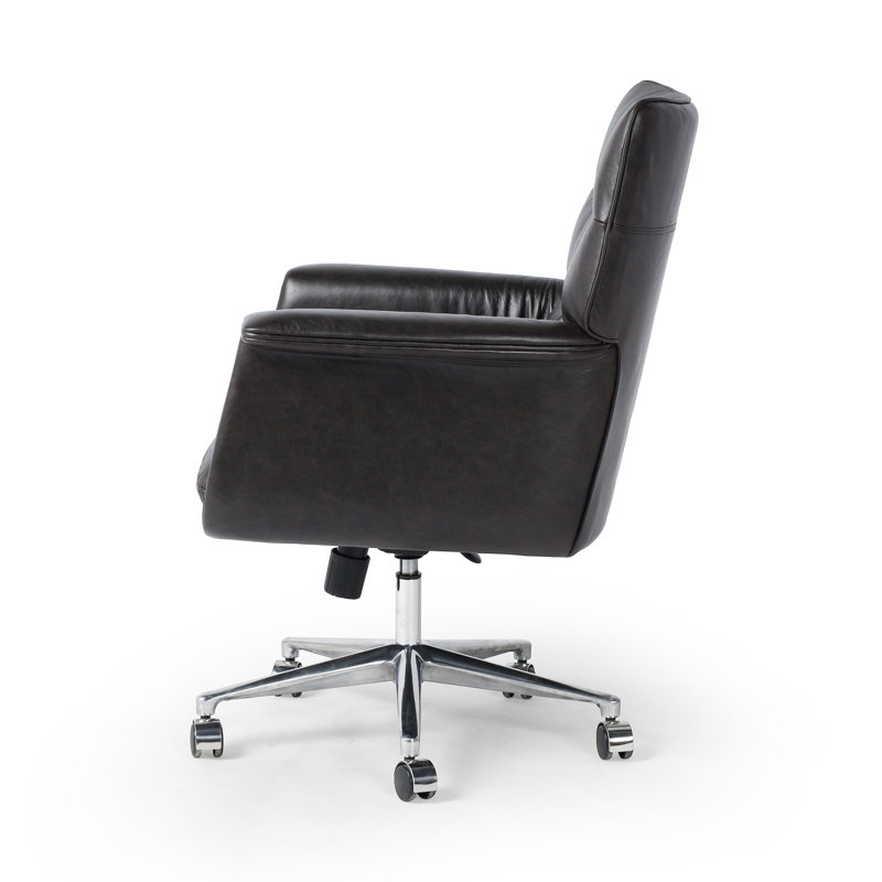 Humphrey Leather Swivel Office Chair, Sonoma Black Genuine Leather