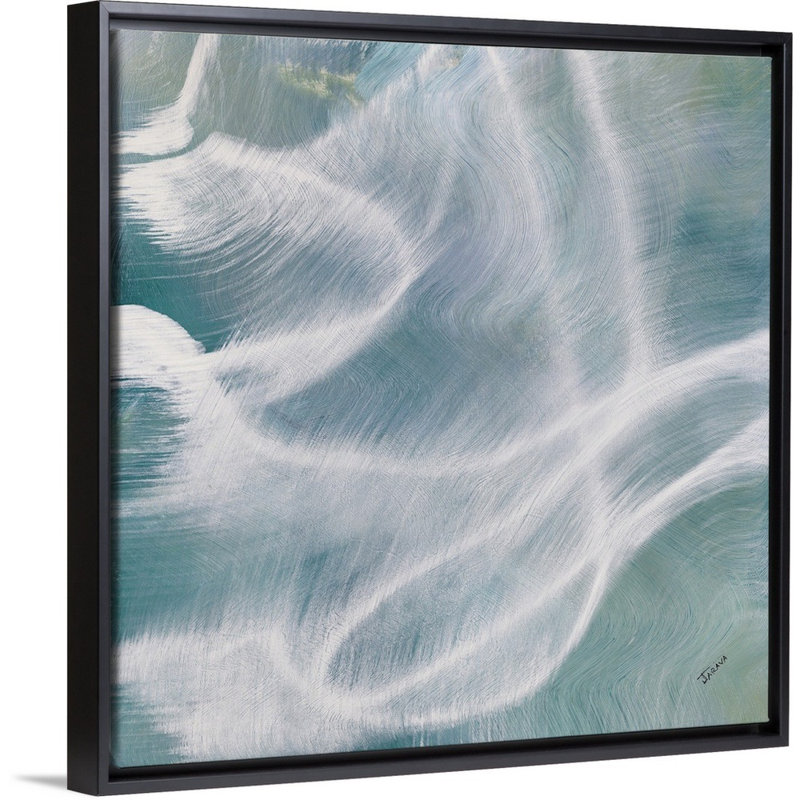« blue aura i », peinture sur toile, Cadre flottant noir, H 31,7 po x l 31,7 po x P 1,75 po
