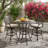 Traditional Cast Aluminum Bar Table with Lattice Pattern Top and Umbrella Hole