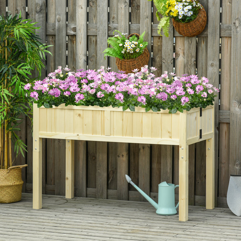 Boîte à fleurs surélevée en bois surélevée avec conception pliante peu encombrante, trous de drainage et doublure intérieure pour la culture de légumes