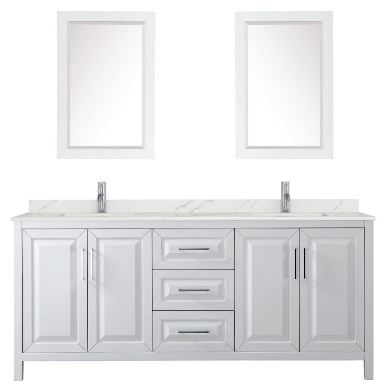 Daria 80'' W Vanity, Polished Chrome, White, Giotto Quartz
