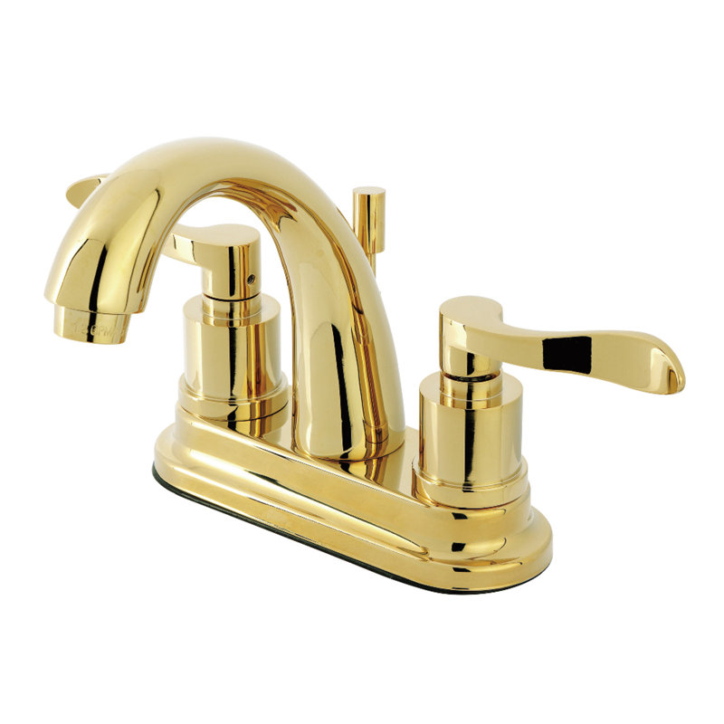 Robinet de salle de bain central à avec ensemble de drain bain, Laiton poli