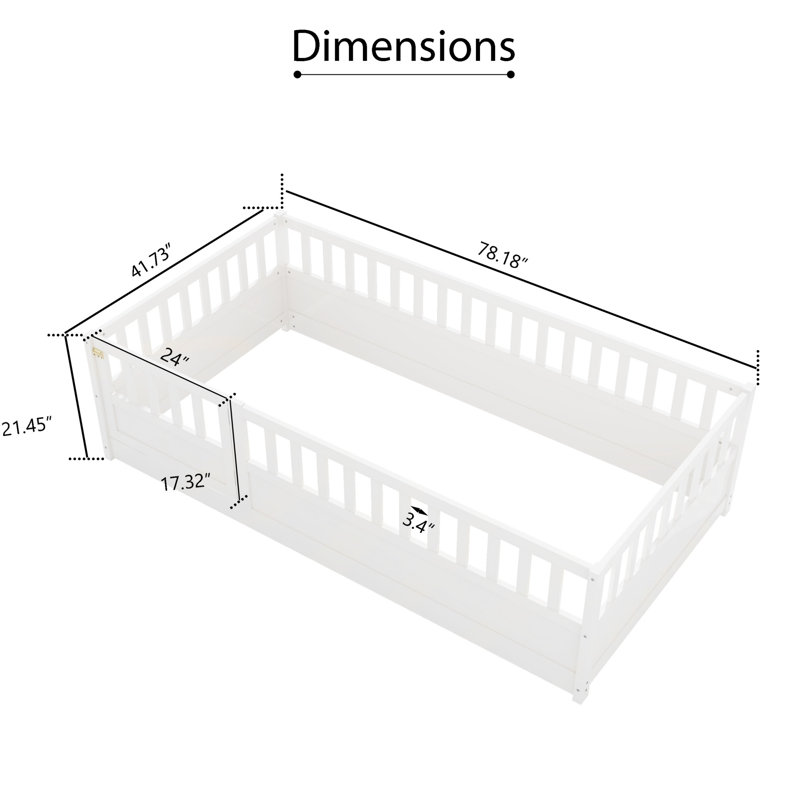 Lit simple en bois Montessori, Lit simple, Blanc