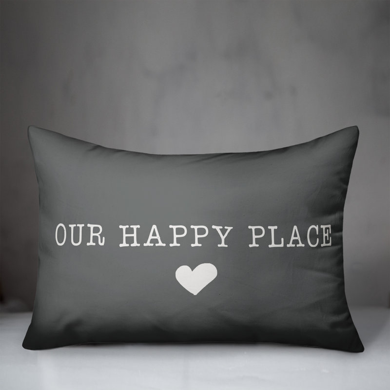 Textual Outdoor Throw Pillow, Dark Gray/White